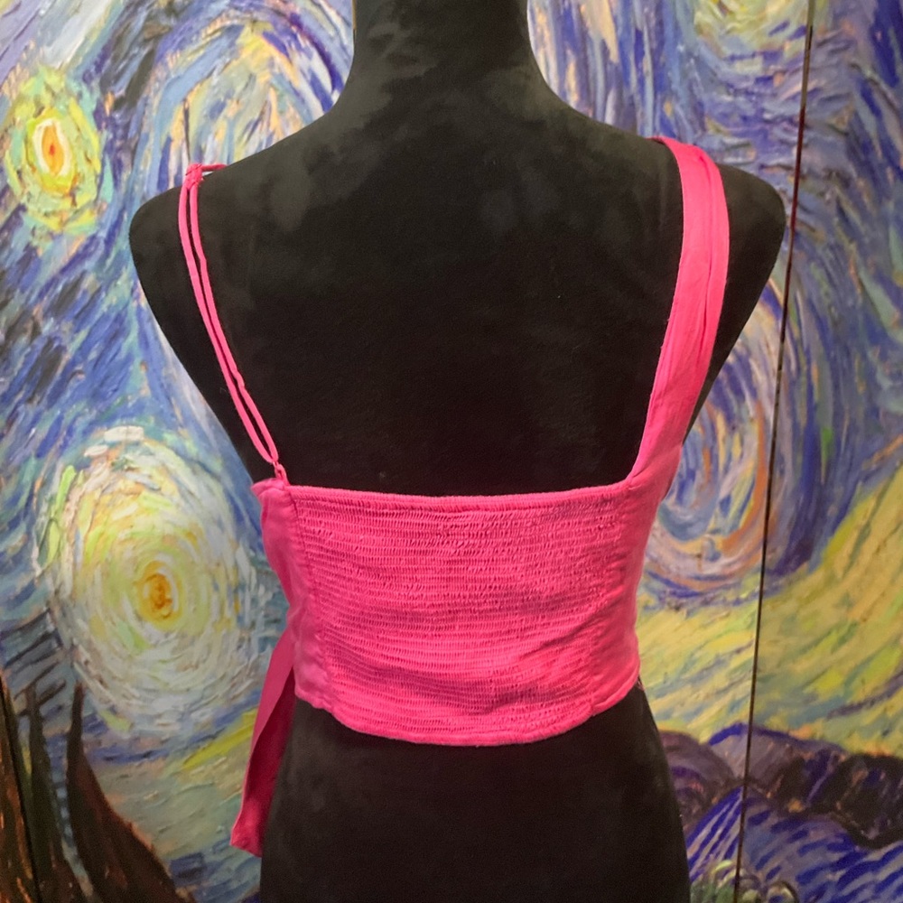 Free People large pink Mila Tie crop top - Picture 3 of 3